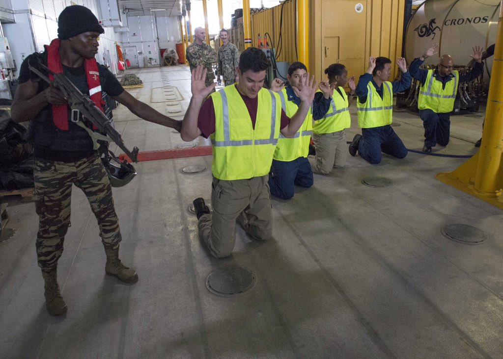 AdamNavypao's tweet photo. #OESE continues. Gabon navy sailor apprehendes sim suspects aboard #USNSSpearhead @MSCSealift https://t.co/OgGXMxruJx