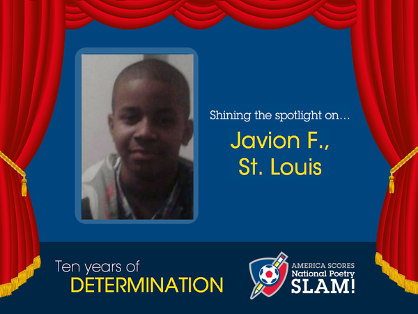 AmericaSCORES's tweet photo. Have you met Javion? This @SCORESStLouis poet-athlete is ready for his #SCORESSlam spotlight! #10YearsofSLAM https://t.co/wMf1M5pVxB