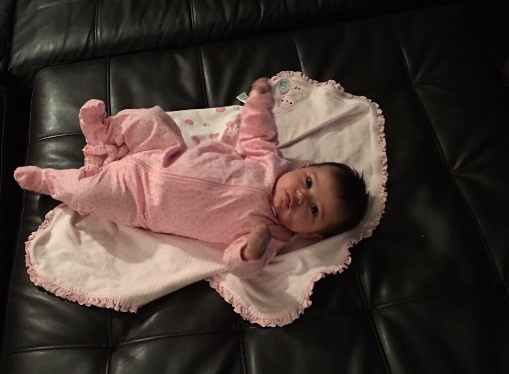 BabyRoseMills's tweet image. (Just lays on her blanket waiting for someone to come pick her up and give her attention)