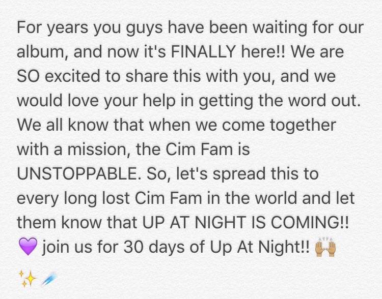 KathCim's tweet photo. #30DaysOfUpAtNight !! 💜💜💜 if you guys don't mind, RT and help us spread the word!! 🙃✨💛 https://t.co/QsgDUNUWmq