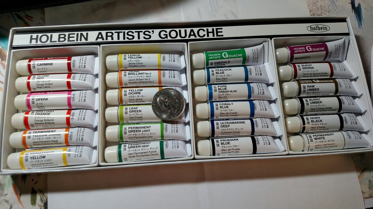 elvenham's tweet photo. Ordered fancy #gouache set. Quickly reminded of quality vs. quantity. Good thing I work small. #artisexpensive https://t.co/zctqJE5N2B