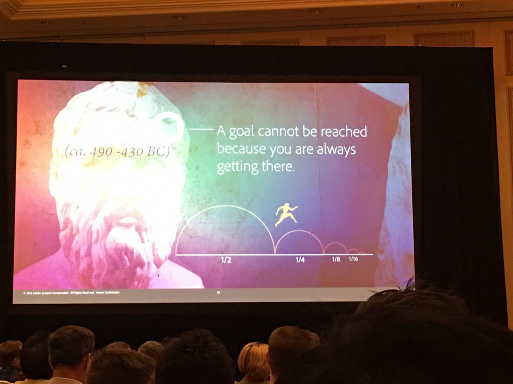 jonathan_roy's tweet photo. "A goal cannot be reached because you are always getting there." #adobesummit #devrun https://t.co/8kEblUJZ5Q