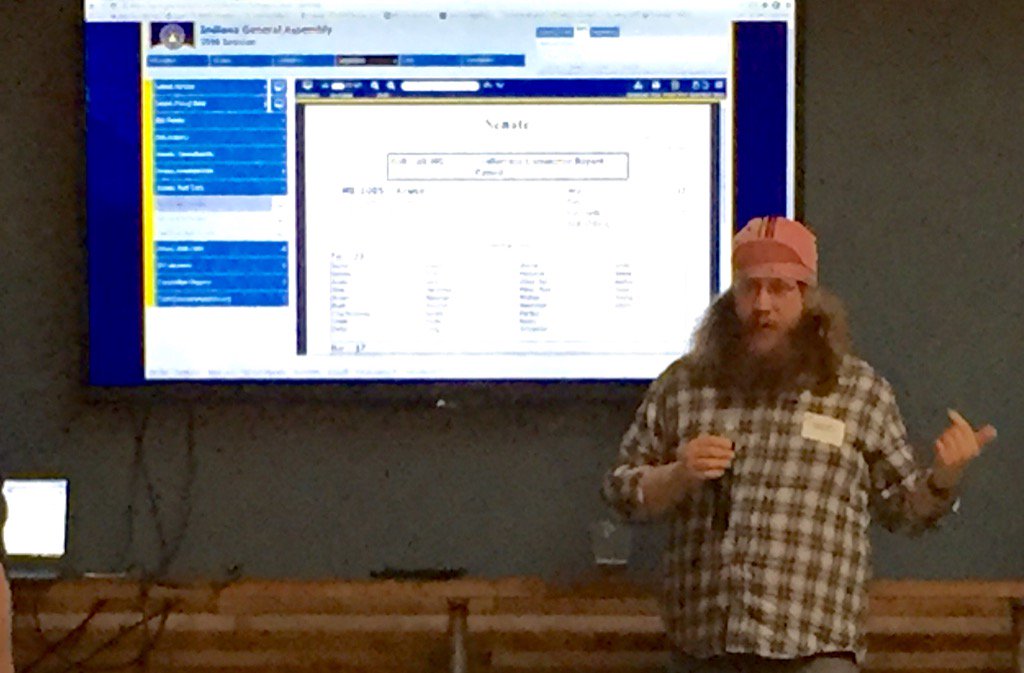 soards's tweet photo. .@jerknextdoor explains his #INCapitolHack solution to add more transparency to legislative votes. @IndyBrigade https://t.co/m82alfBn3f