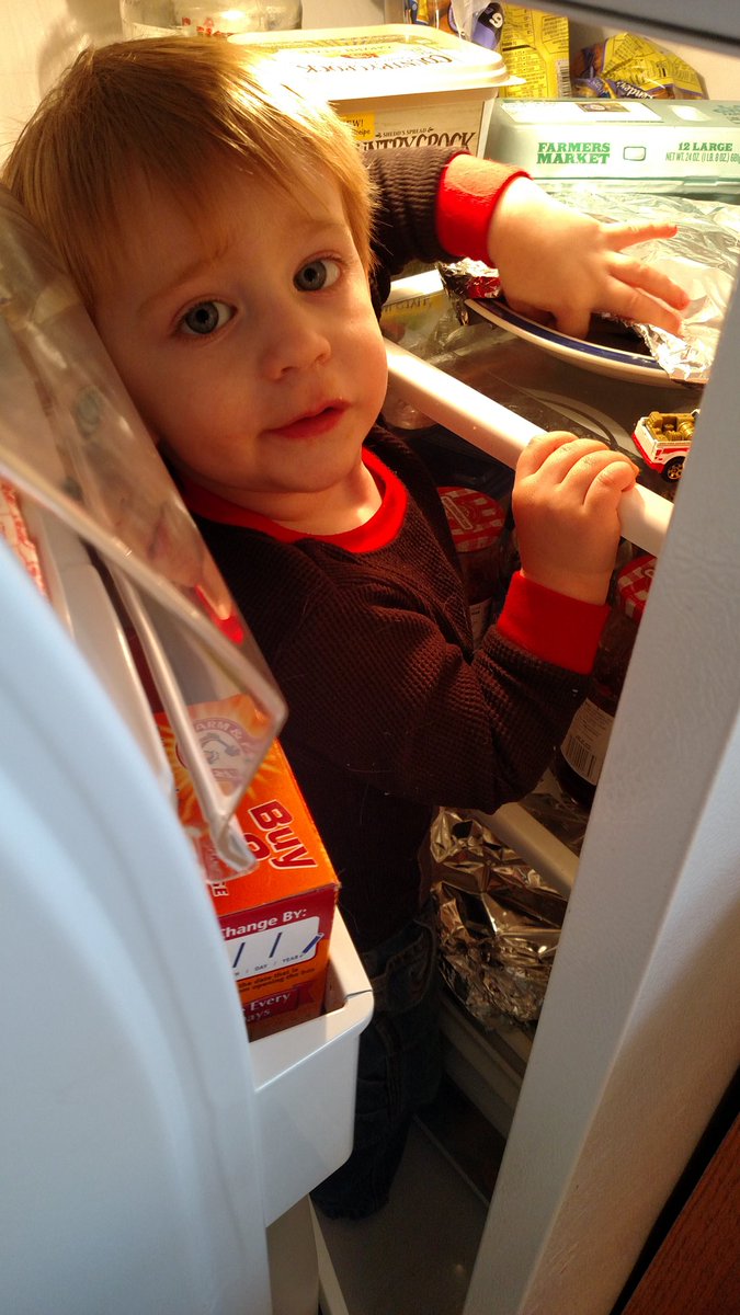 AsToldByTheGinj's tweet image. This happened. 
#mychild #noteven2 #raidingthefridge #boylife