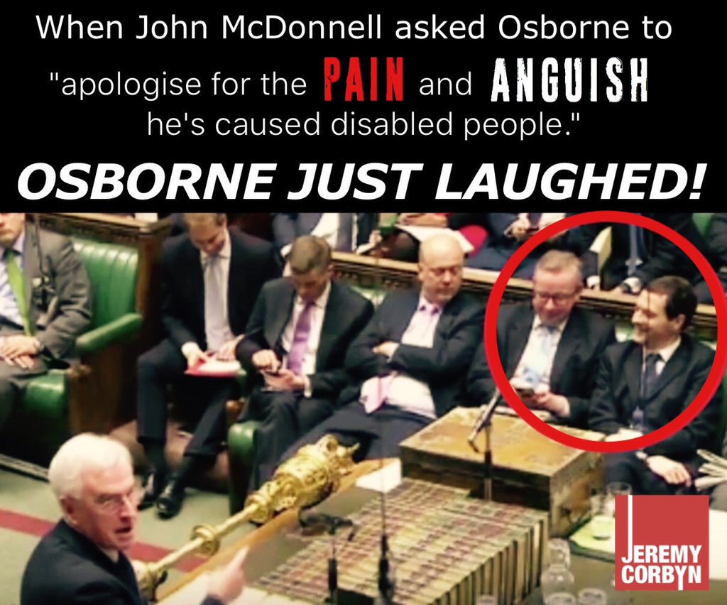 ForTheMany2020's tweet image. While being asked to apologise for pain &amp;amp; anguish he's caused disabled people, Osborne laughed! #CallousChancellor