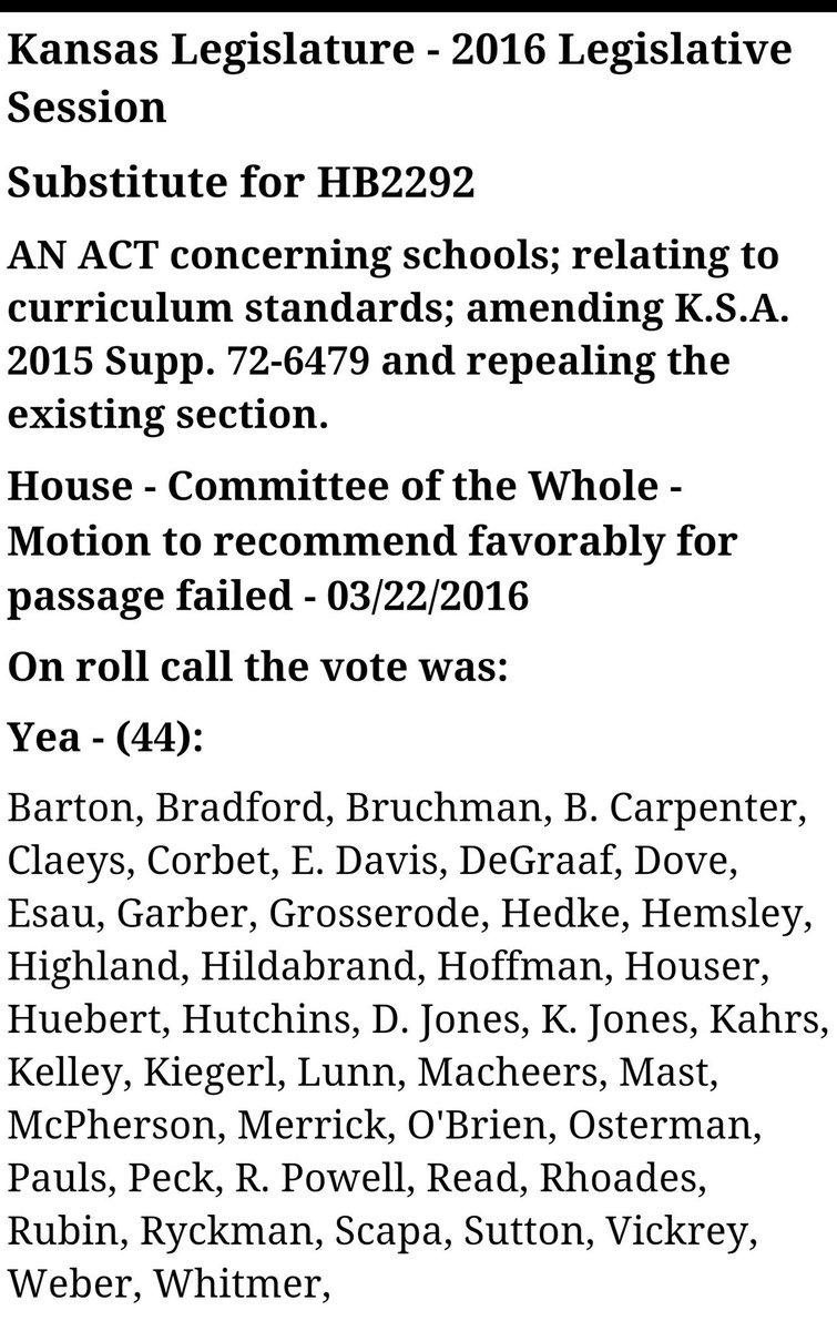 KsPTALeg's tweet photo. .@TimVCarpenter @CJOnline vote count posted #ksleg #ksed #CCSS #HB2292 https://t.co/w9J5EsRiTh https://t.co/cg87OwrXM7