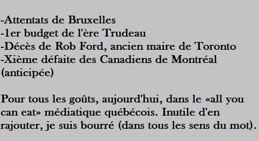lordsbannisters's tweet photo. Attentats @ #Bruxelles + #bugdet2016 + Rob Ford + #Ducks vs #CH = rien à foutre de #BatmanvSuperman https://t.co/mhoYblFOvu
