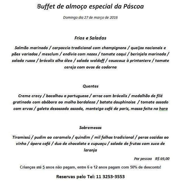 deck484's tweet photo. Buffet da PÁSCOA R$ 69,00!
Crianças até 5 gratis, de 6 a 12 anos pagam com 50% de desconto!
Reservas tel: 3253-3553 https://t.co/CRBGJ0wi6p