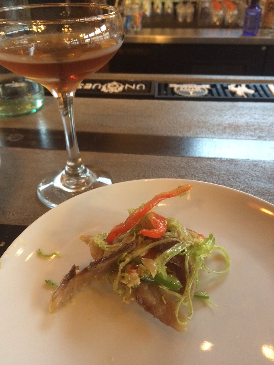 NGBrewing's tweet photo. App and a drink at @eatprimitivo, some barrel aged gin and a little smoked mullet #ochaley #buylocal https://t.co/JlKRh5e6oe