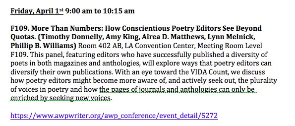 VIDA_lit's tweet image. Coming to #AWP16? Come visit us at booth #503! And come to our panel! 

#VIDACount coming soon!