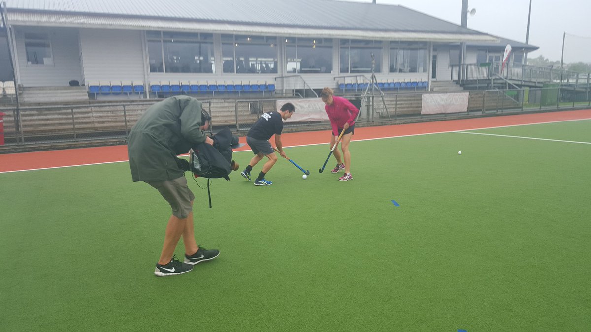 Wet and windy <a href="/SKYNZ/">Sky</a> #Next shoot today with Black Stick <a href="/kanerussell1/">Kane Russell</a> at North Harbour Hockey Stadium.