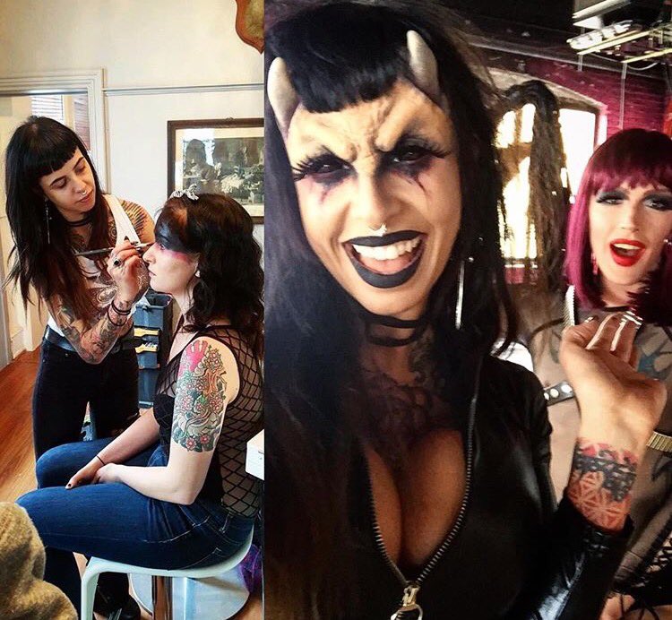 FxCollective's tweet photo. #Bts @NUMiNOUS_mag #fetish issue! #demonmakeup #fxmakeup #spfxmua #tattoos #fetishmodel #inked #halloweenmakeup https://t.co/wSbY3MkIrD