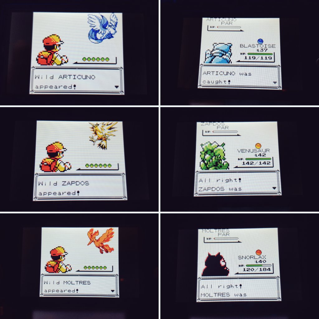 Aioros Ã¢ã¤ãªã­ã¹ On Twitter Catching Articuno Zapdos Moltres Pokemon Yellow Https T Co X33jo6alq3