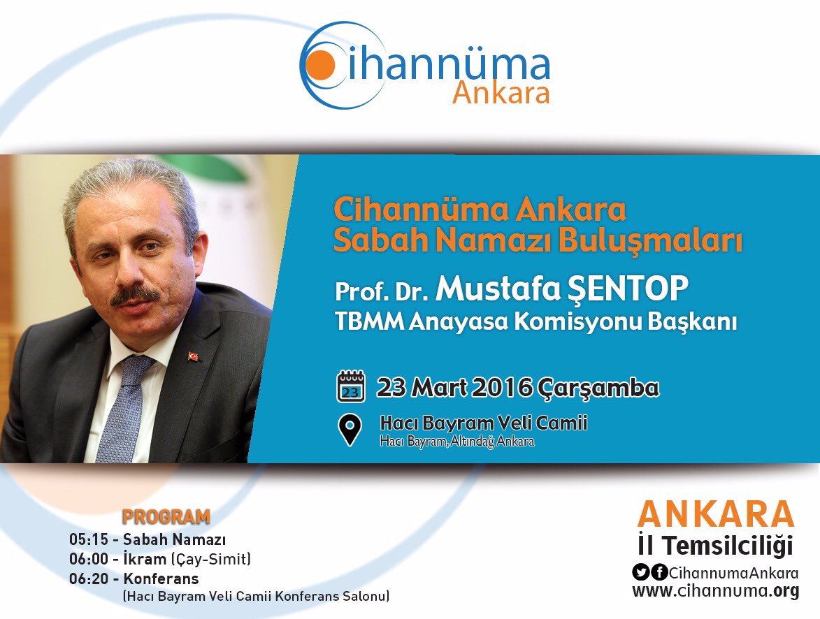 MustafaSentop's tweet photo. Cihannüma Ankara Temsilciliği'nin düzenlediği programda Yeni Anayasa çalışmalarını konuşuyoruz. https://t.co/VVLlI7RqBA