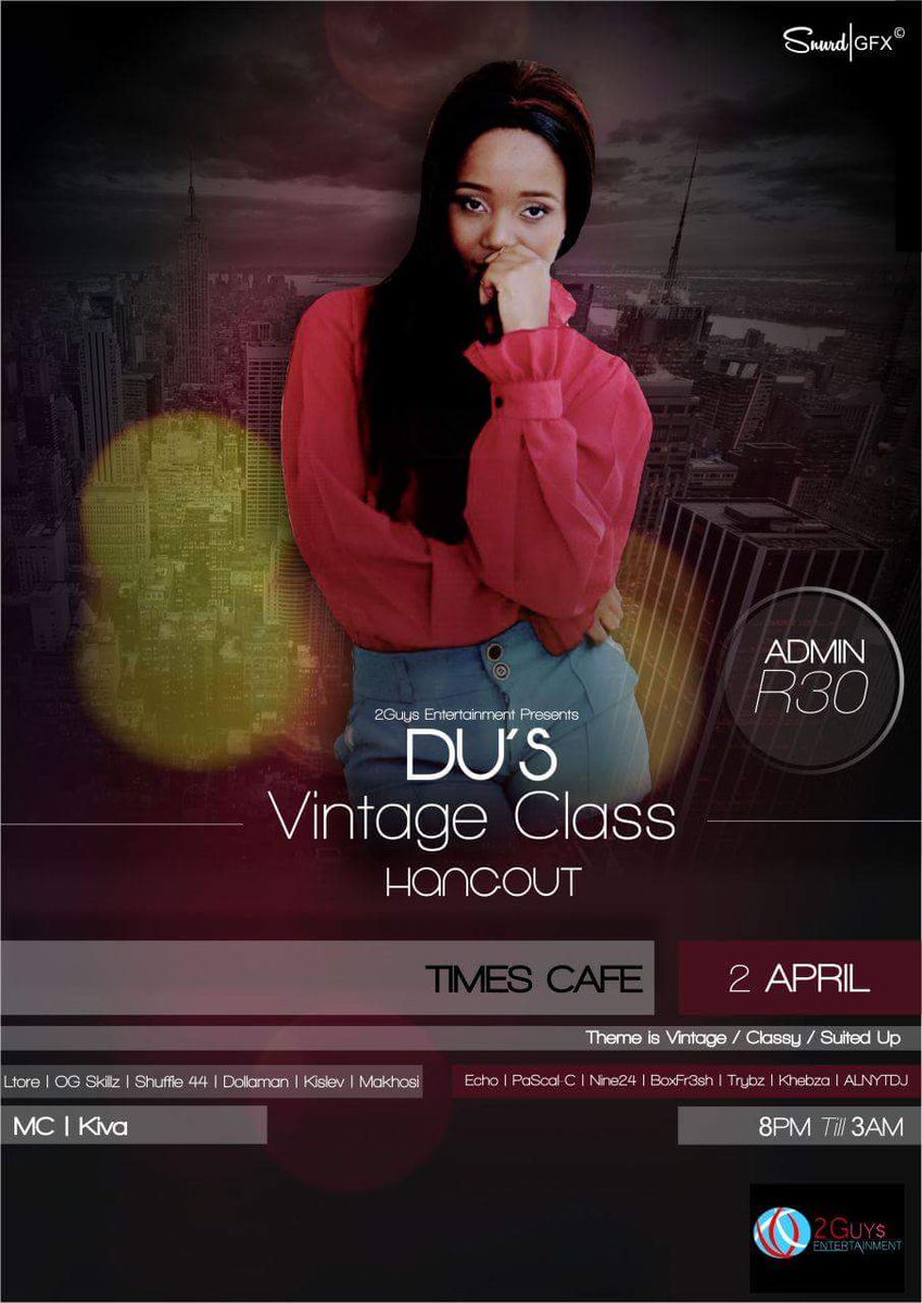 Catch me at  Times Cafe on the 2nd of April.
#StyleSaMagrootman
#Speak'nVerstan