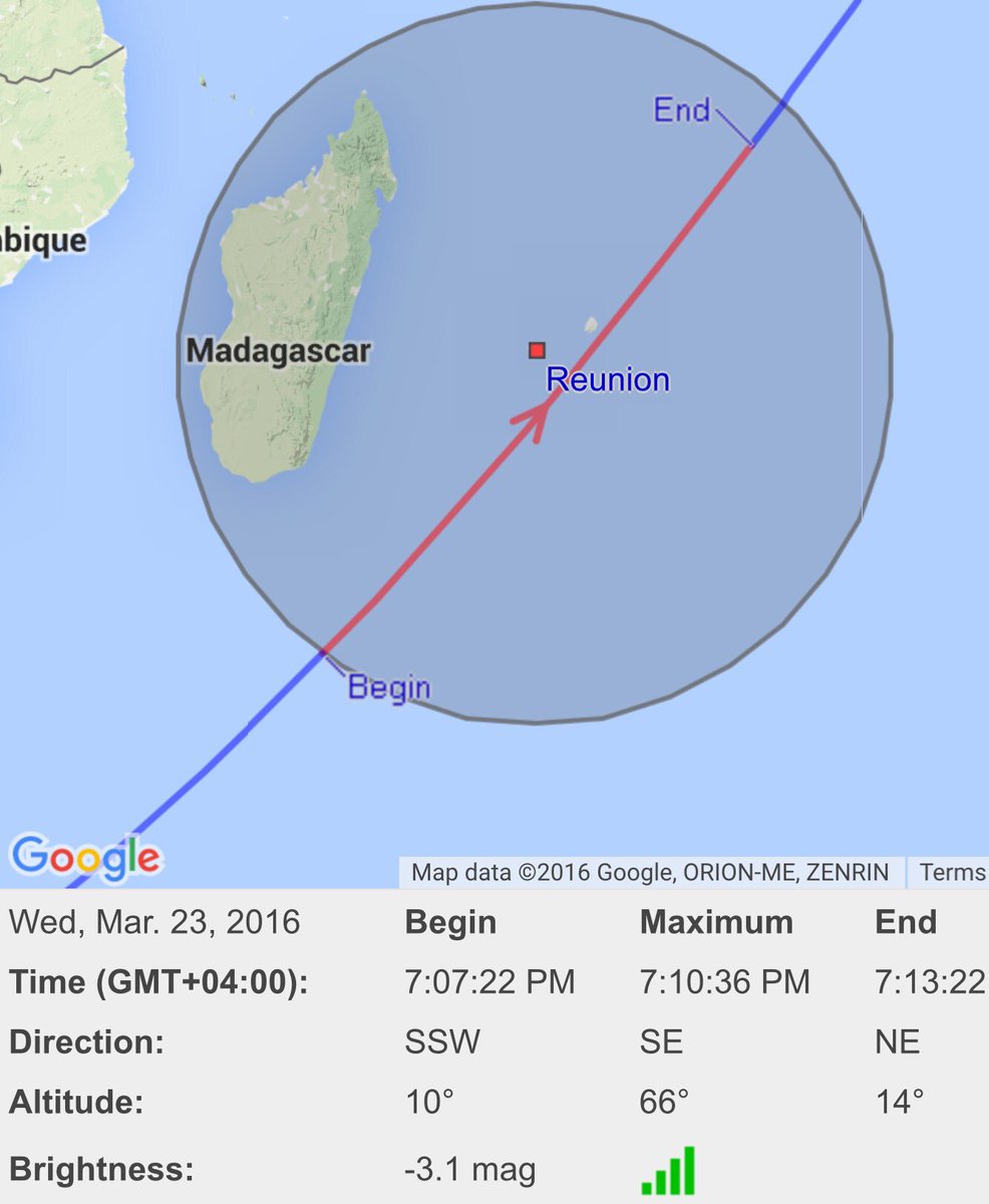 IgnazioMagnani's tweet photo. Bonjour @Ile_Reunion 🇫🇷 La @Space_Station sera visible œil💥nu à 19h08❕@Reunion1ere @lequotidien @zinfoslive @LeRedac https://t.co/Sab1pbAYcC