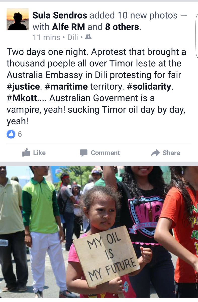 "My oil is my future" 
#medianlinenow 
#HandsOffTimorsOil 
#Timor