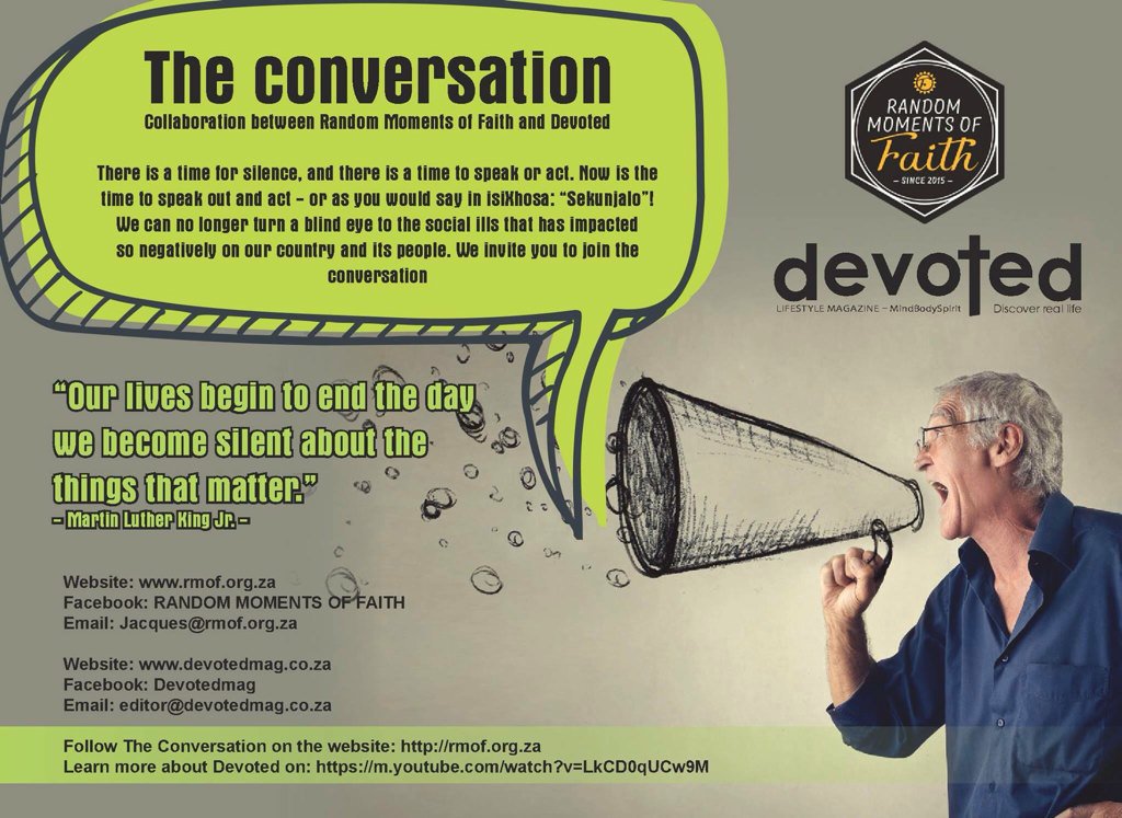 #SpeakYourMind- visit the Random Moments of Faith Facebook page for more info