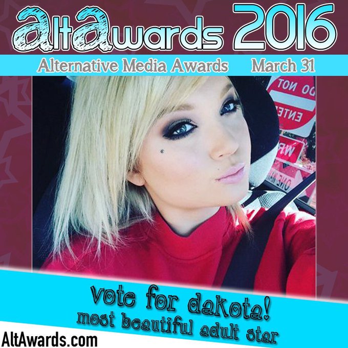 I'm nominated for 2016 Most Beautiful Adult Star! Fans can vote now on https://t.co/692jg7uaWv @AltAwards<a href="/tag/dakotaskye"class="tags"><span>#dakotaskye</span></a><a href="/tag/letscumtogether"class="tags"><span>#letscumtogether</span></a>