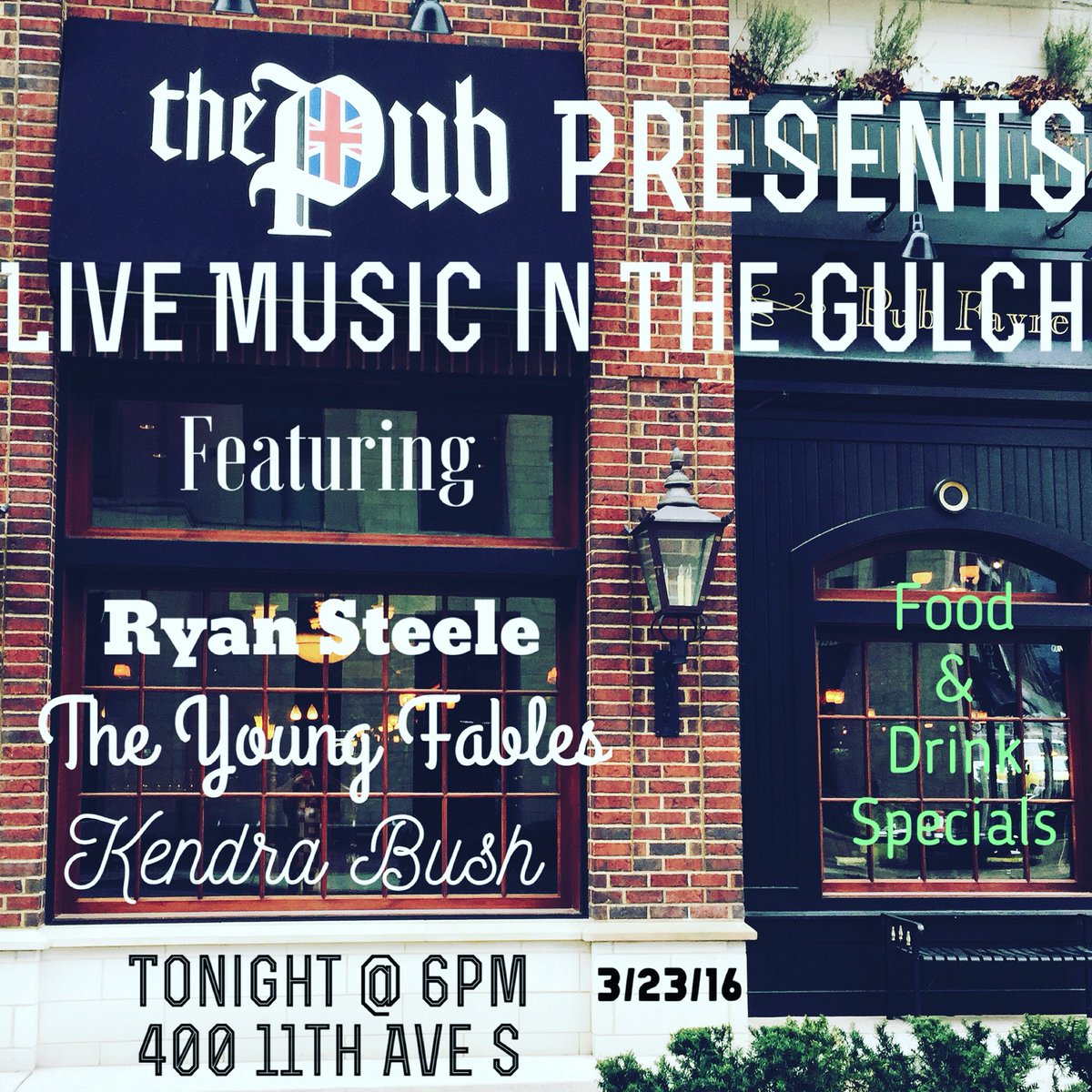 #ThePubNashville #LiveMusic in #TheGulch. Fun starts @ 6pm. Come see us! #ThePubNashvillePresentsLiveMusicInTheGulch