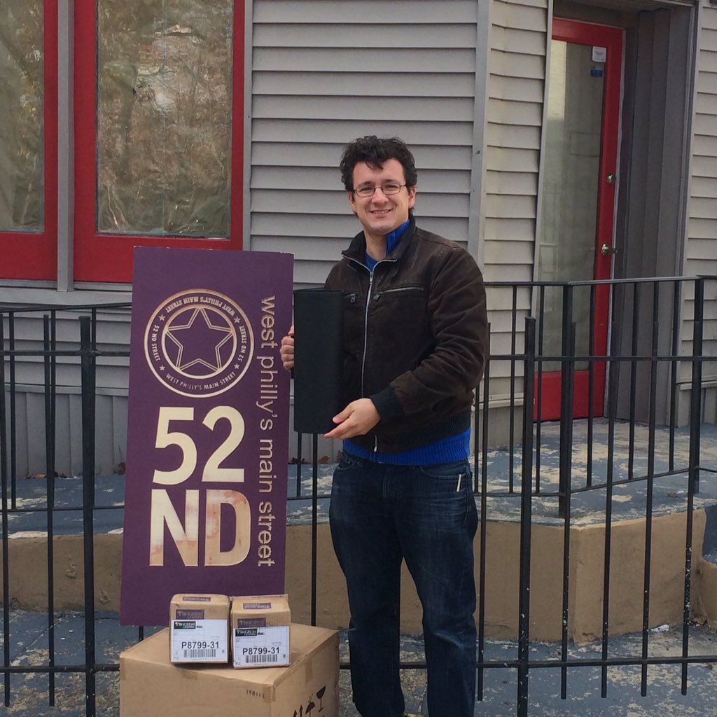 Ryan Spak receive lights courtesy of Penn Dot and The Dpt of Commerce. 434 S. will help light Malcolm X Park #philly