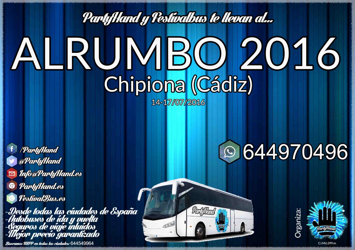 PartyHand's tweet image. Te llevamos a los mejores festivales nacionales, haz RT para que se enteren todos!! +info PartyHand.es 🚌