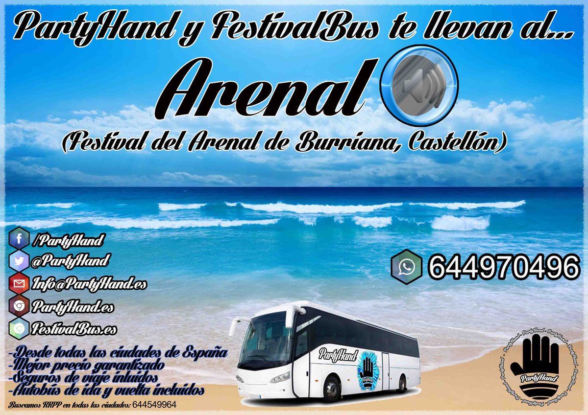 PartyHand's tweet image. Te llevamos a los mejores festivales nacionales, haz RT para que se enteren todos!! +info PartyHand.es 🚌