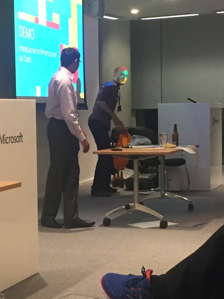 techdiction's tweet photo. Yes, I did demonstrate the benefits of Infrastructure As Code @WinOpsLdn using Couscous and beer bottles! #WinOps https://t.co/pwgR0BZ52d