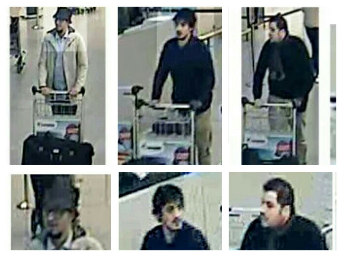 Son los 3 sospechosos de atentados de #Bruselas. Se busca al de chaqueta clara. Si tienes info:
📞080030300
📞091
📞062
