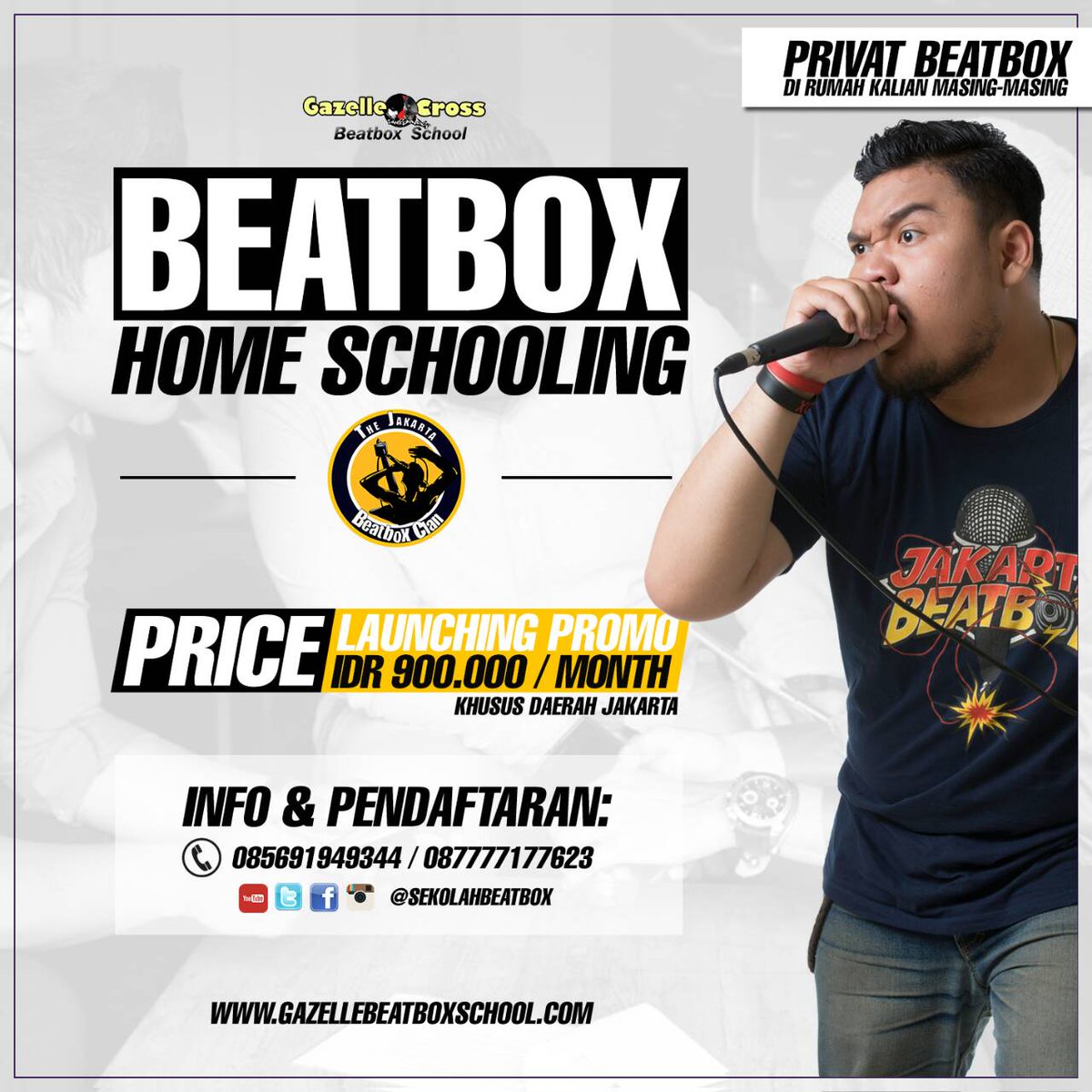 Belajar Beatbox di rumah kalian masing2, mentor yang datang ke rumah kalian.
Khusus daerah Jakarta.