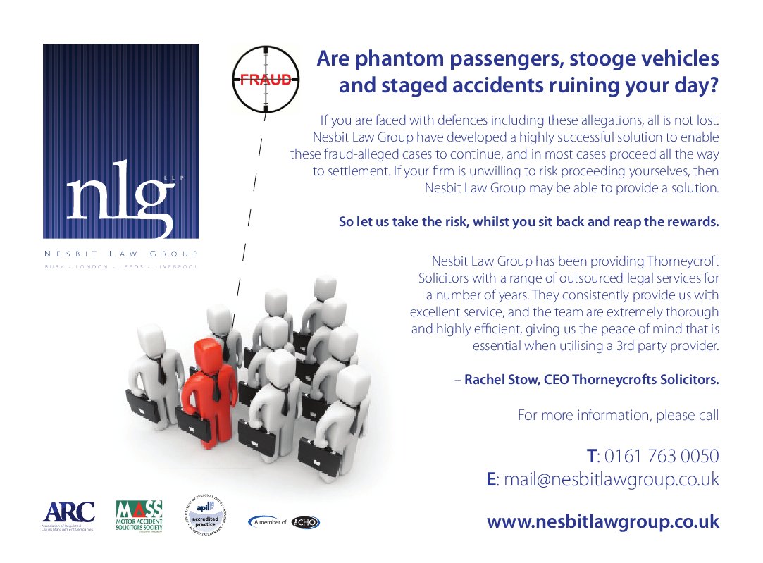 NesbitLawGroup's tweet photo. #RTAFraud Let NLG deal with the headache of fraud alleged RTA Claimant work. https://t.co/3v24C8HYid
