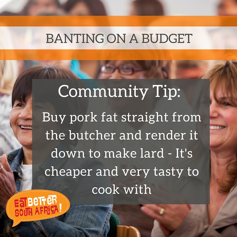 TheNoakesF's tweet photo. Ask your local butcher for pork fat to make tasty lard. Thank you to Victoria Modise for the tip. #BudgetBanting https://t.co/COZRDBmgVu