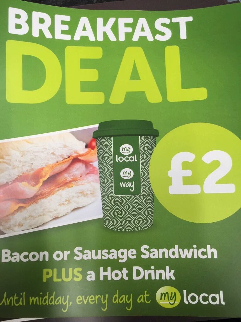 MyLocalCardiff's tweet photo. Grab a hot bacon or sausage sandwich for your breakfast along with a hot drink of your choice for just £2! #mylocal https://t.co/pBOZiCBBed