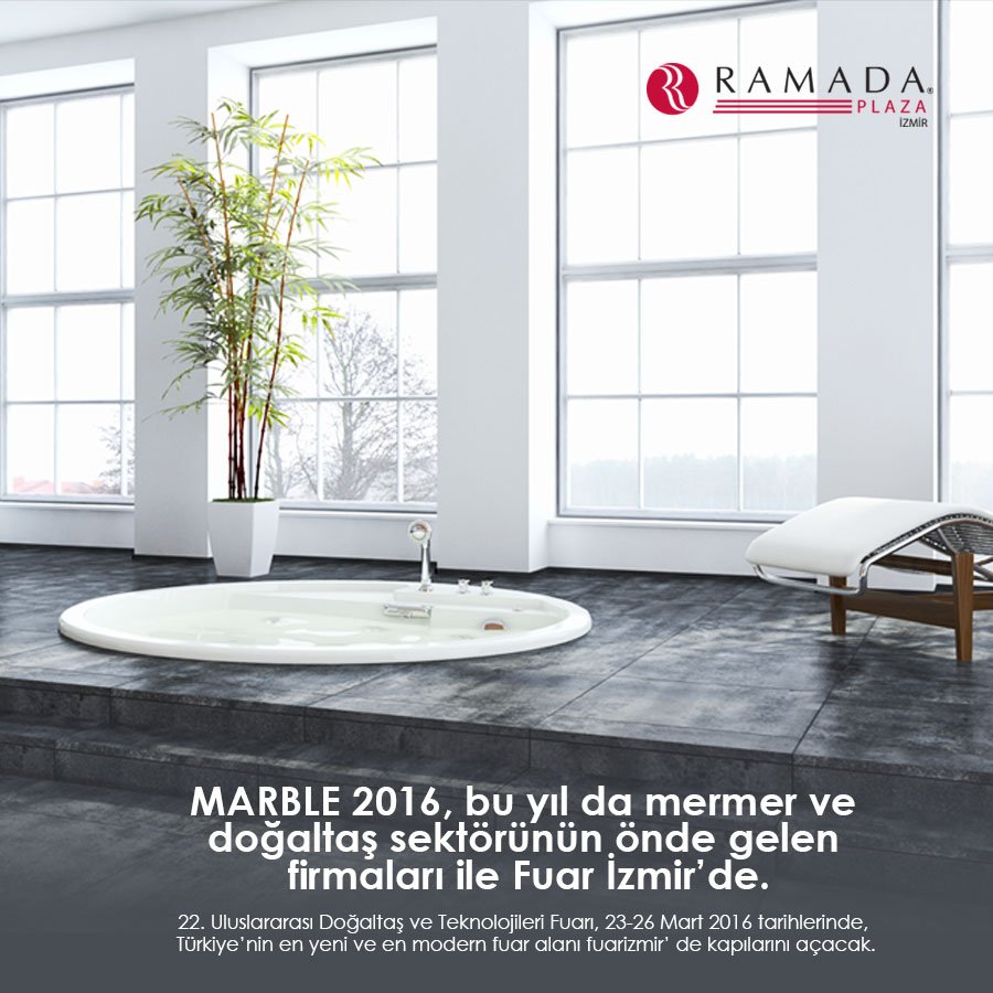 ramadaplazaizm's tweet photo. MARBLE 2016, bu yıl da mermer ve doğaltaş sektörünün önde gelen firmaları ile Fuar İzmir’de. #izmir #marble2016 https://t.co/jSty8aFhgE