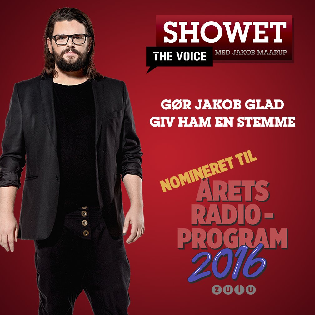 Jakob bliver så glad hvis du stemmer på Showet på The Voice til årets radioprogram zuluawards.dk/categories/are… #10sek