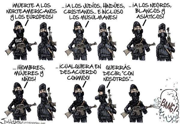 xavieraldekoa's tweet photo. Yihadismo, definición gráfica:

-Querrás decir: con nosotros...
BANG! https://t.co/CHSQQKiL2Y