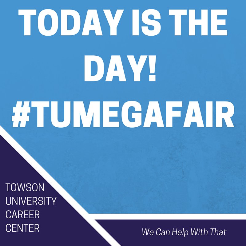 TUCareer's tweet photo. We'll see you at SECU Arena today from noon to 3pm for #TUMegaFair! Come give employers a reason to hire a Tiger https://t.co/CmUy0ZBi1G