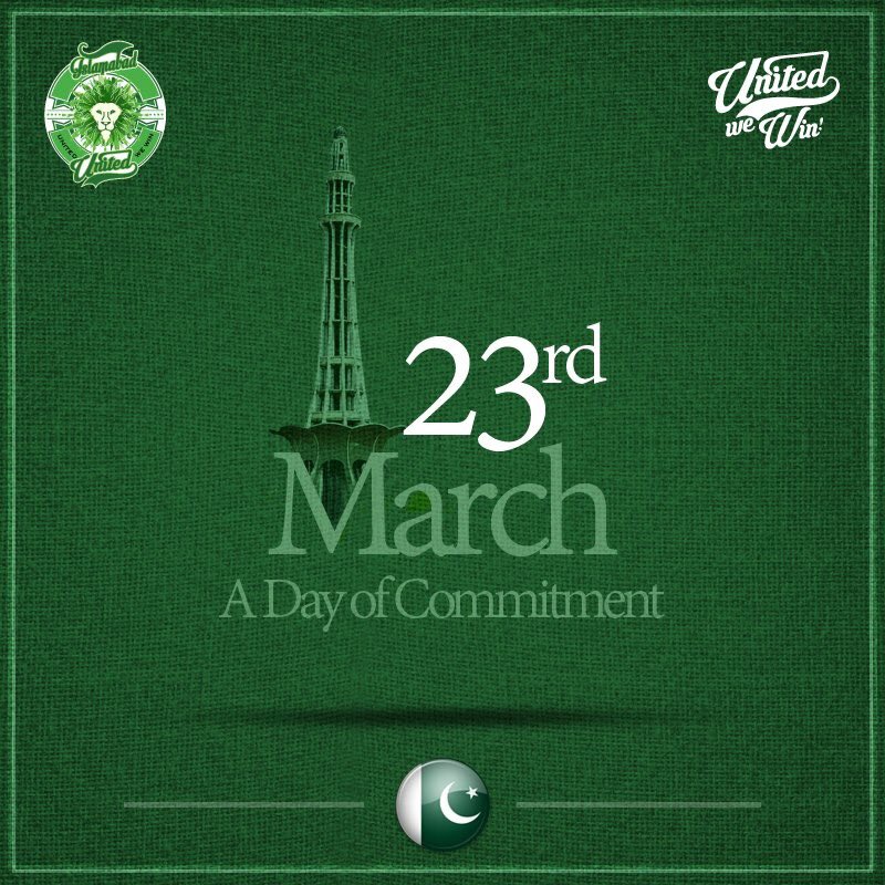 IsbUnited's tweet photo. The Nation celebrates #PakistanDay. A day which personifies unity, faith and discipline. #DimghSe #UnitedWeWin https://t.co/kxAJKX9npx