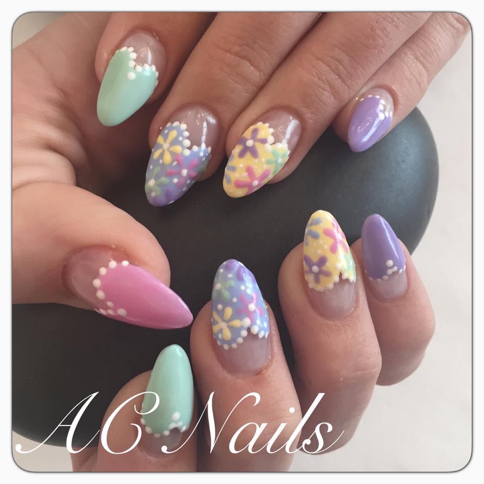<a href="/Nailscene/">Nailscene</a> are loving multi coloured pastels coming up to #Easter #easternailart #gelpolish #acrylicnails #nailart
