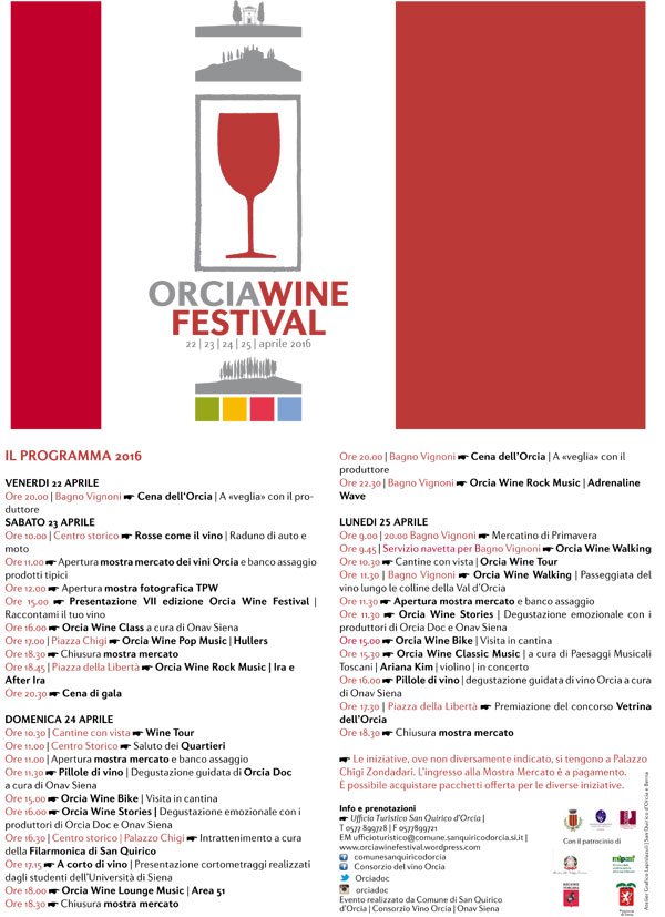 ORCIAWINE FESTIVAL 22 - 23 - 24 - 25 aprile 2016
valdorcia.it/new.it.php?cod…