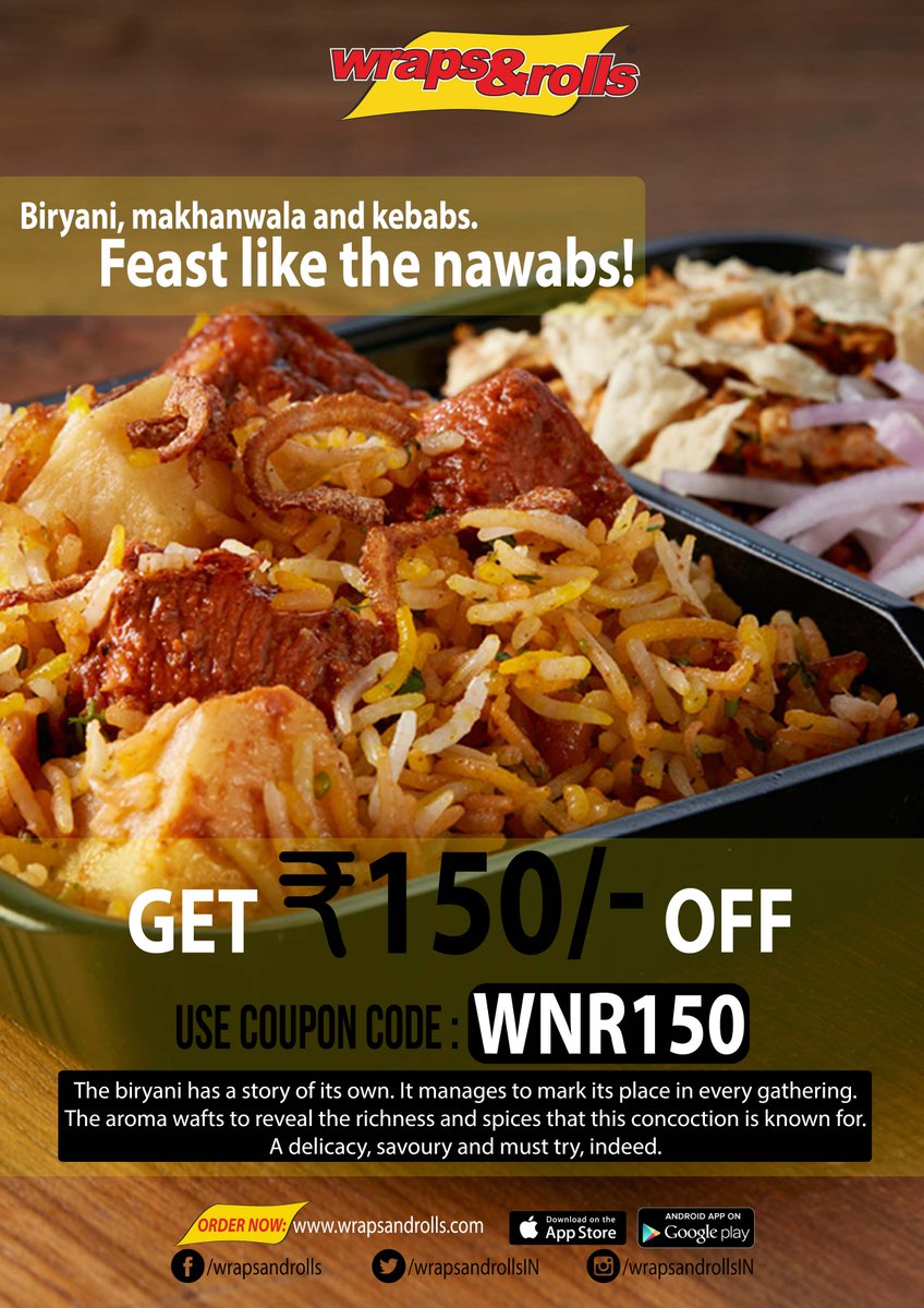 WrapsandRollsIn's tweet photo. Get Rs. 150 OFF on your favourite Wraps and Rolls delicacies on https://t.co/s9KwOQvwdD https://t.co/SUMX4tgPlb