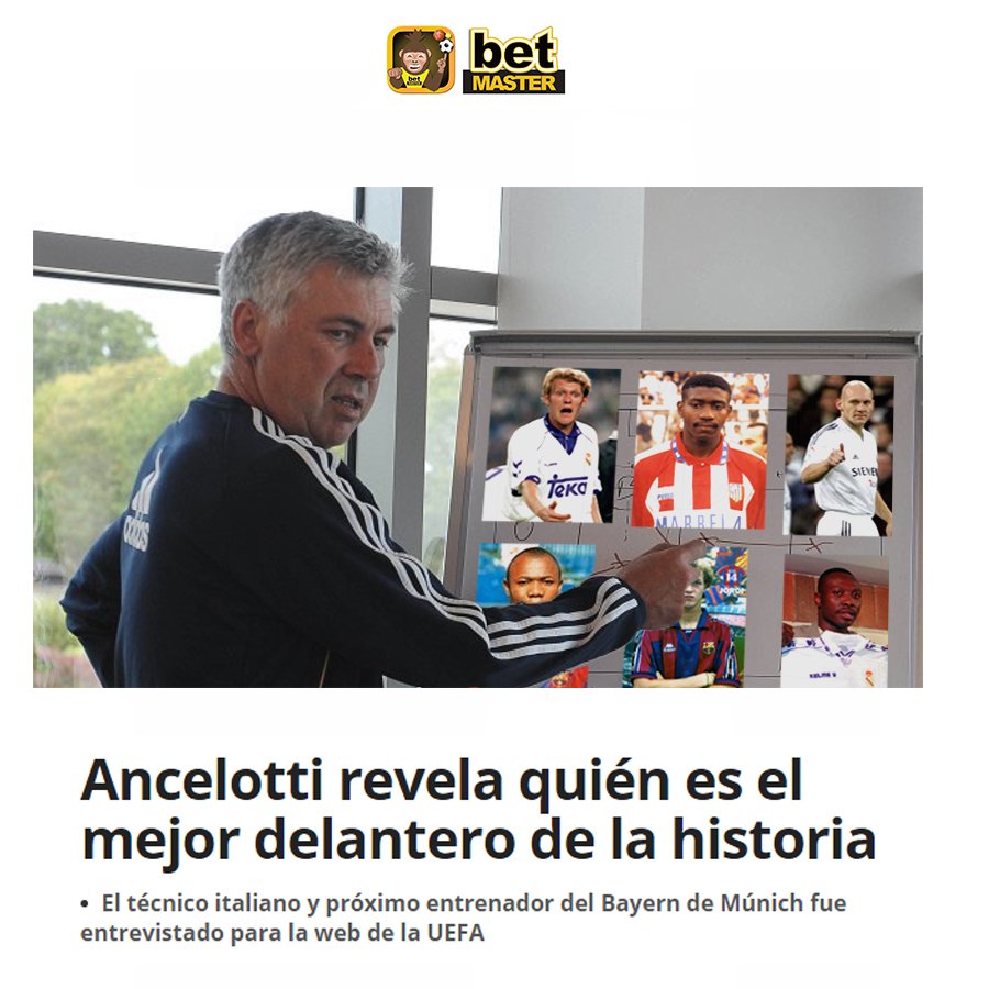 betmasterapp's tweet image. #Carlo #Ancelotti revela quien es el mejor delantero de la historia j.mp/betMasterApp #futbol #memes #Deportes