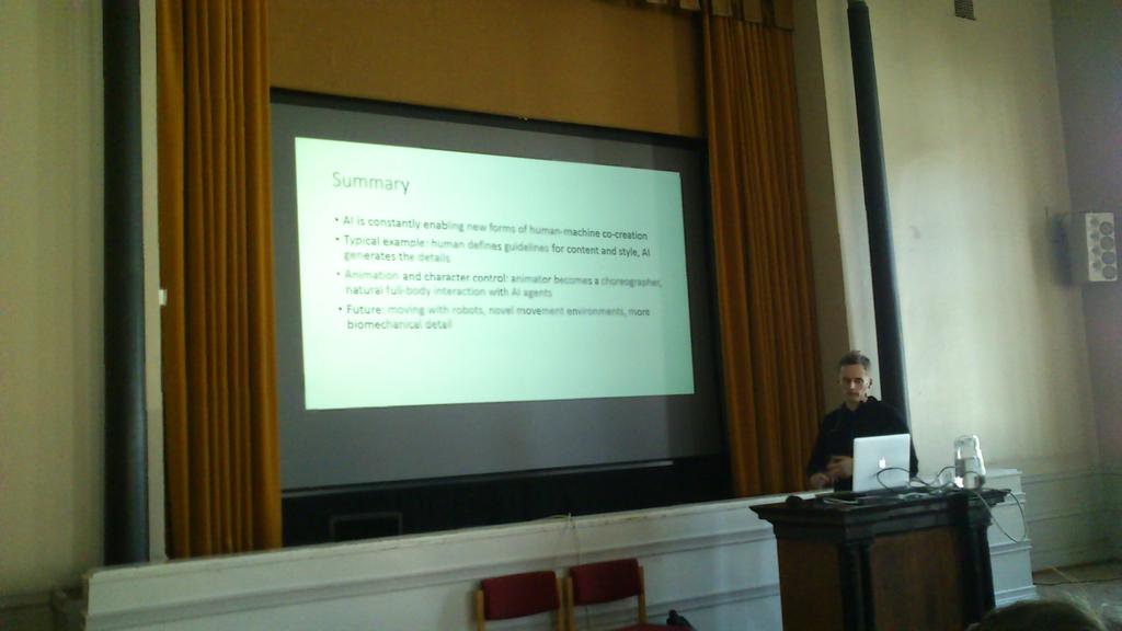 Perttu Hämäläinen finishing off his #AIHelsinki talk on computational creativity