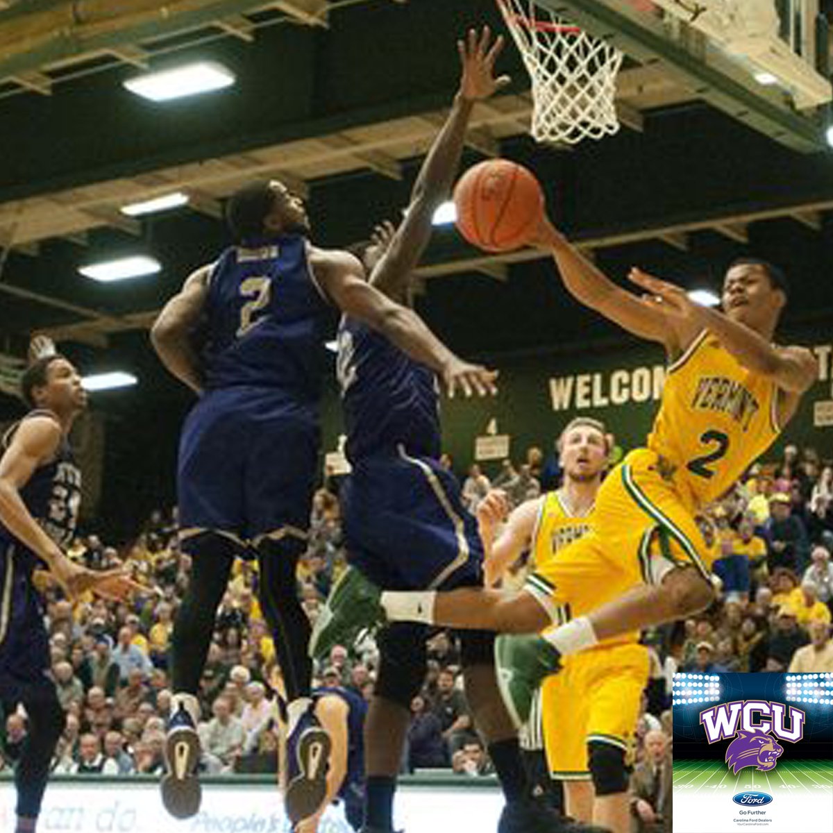 Catamounts's tweet photo. The Carolina Ford Dealer Photo of the Week #CatamountMBB at Vermont. #CatamountvsCatamount https://t.co/AS5JjmjMKw