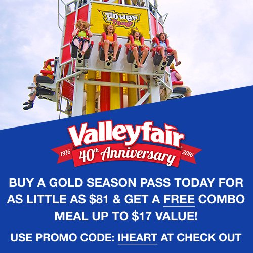 KFAN1003's tweet photo. RT this for your chance at a free 4-pack of Valleyfair tickets, and get your season pass today! #iheartvalleyfair https://t.co/zf3Vsv0oSB