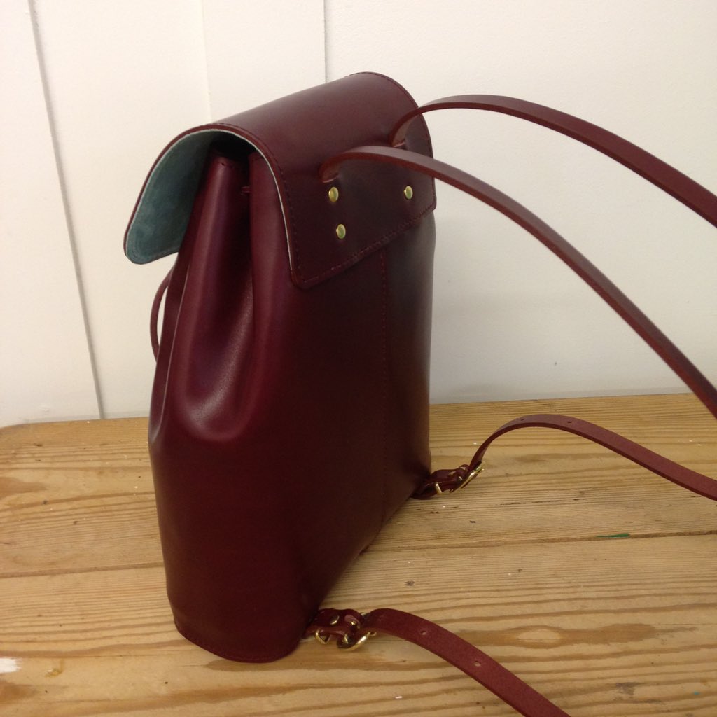 Made to order, drawstring backpack in Burgundy Leather  #handmade #backpack #leather #bag #Herefordshire