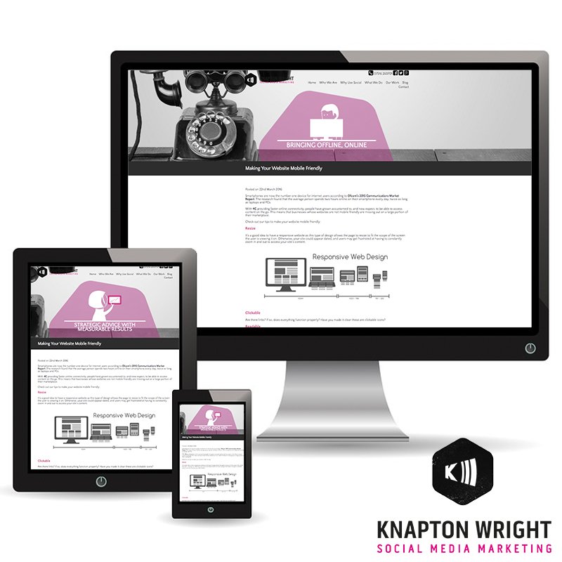KnaptonWright's tweet photo. In our latest blog post, we tell you how, and why, your website should be mobile friendly. https://t.co/ut4qGNWP50 https://t.co/SCEDCoRjXg