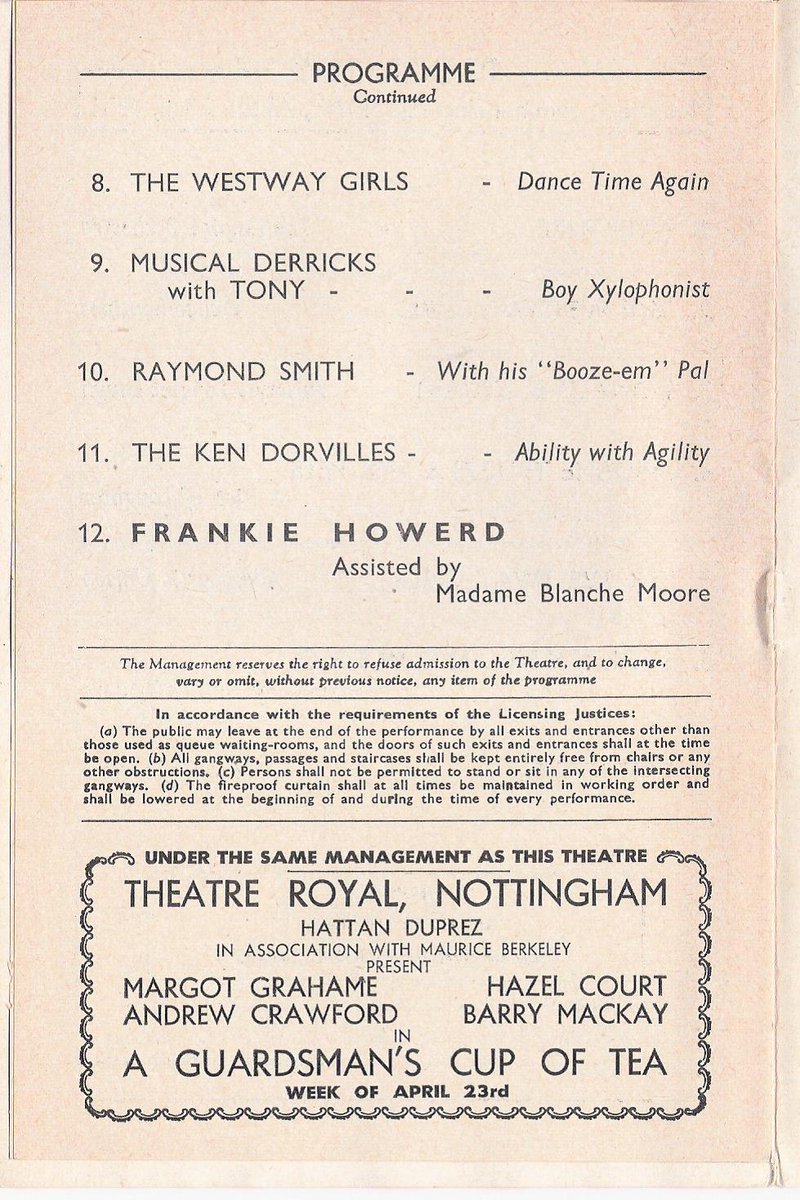 Ray Smith Nottingham Empire 1951 on stage with Frankie Howard