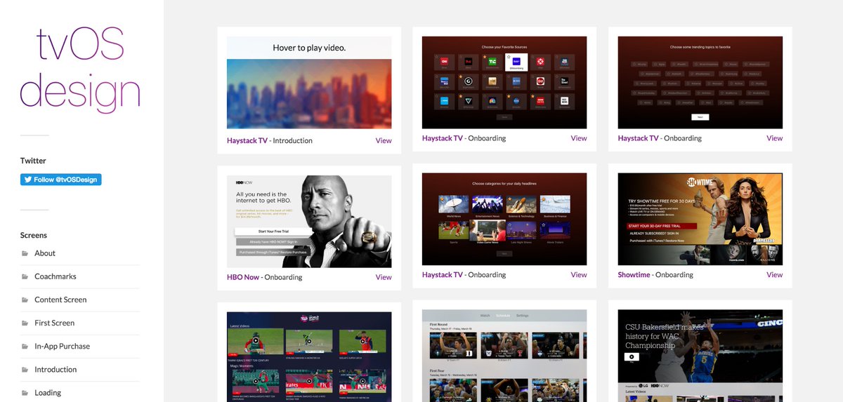 mobilejazzcom's tweet image. .@tvOSDesign is an awesome collection of #design examples for #tvOS applications tvos.design