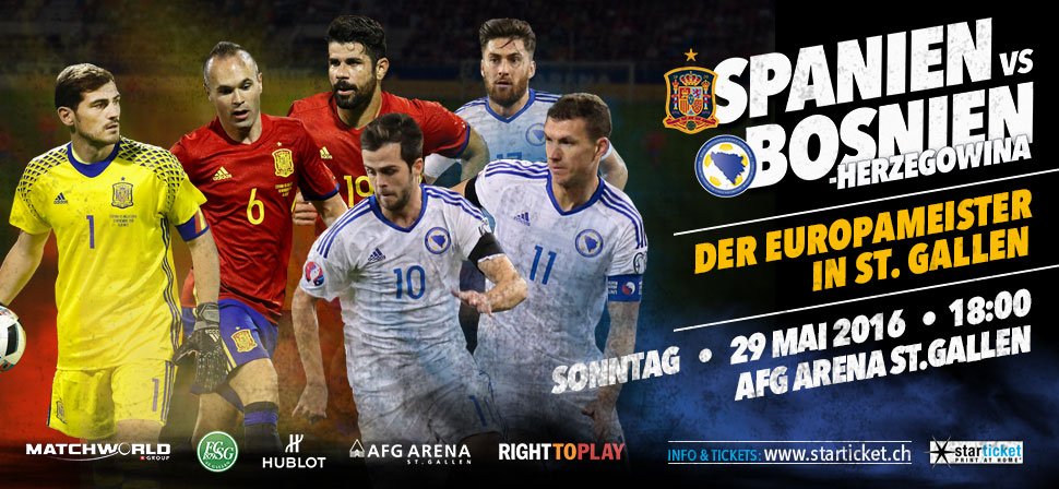 FCSG_1879's tweet photo. #Spanien - #Bosnien-Herzegowina am 29.5. in der #AFGARENA: Tickets gibt's auf Starticket: https://t.co/rCOgtDAkIU https://t.co/blldsEsDc6